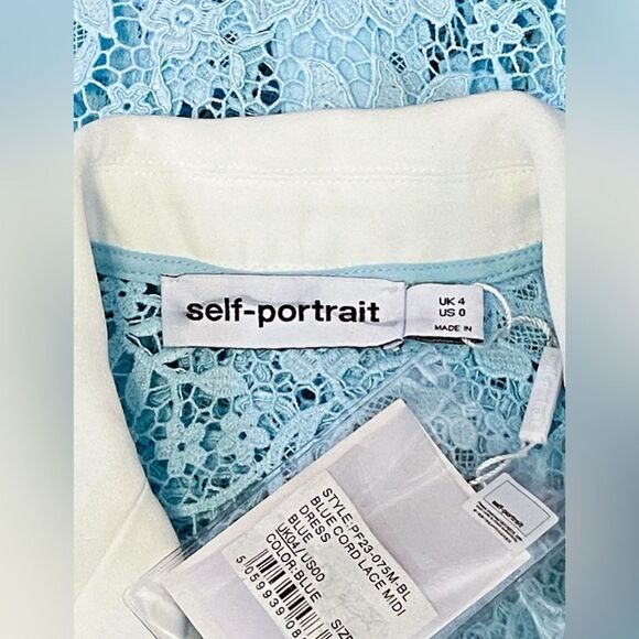 SELF-PORTRAIT Cord Belted Lace Midi Shirtdress size 0 - Picture 10 of 12